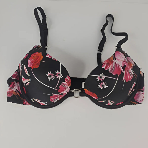 PRINTED BLACK FLORAL PADDED BRA & PANTY