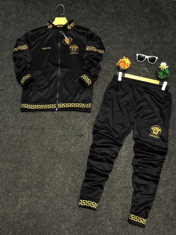 Mock Neck Black Golden Tracksuit